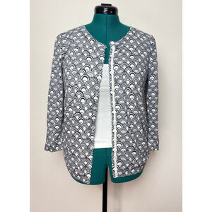 Talbots Women Cardigan Sweater Blue White Medium Business Casual Office Corporat